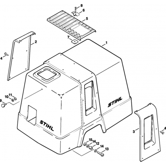 Machine Cover Assembly for Stihl RE600W, RE630W Hot Pressure Washers