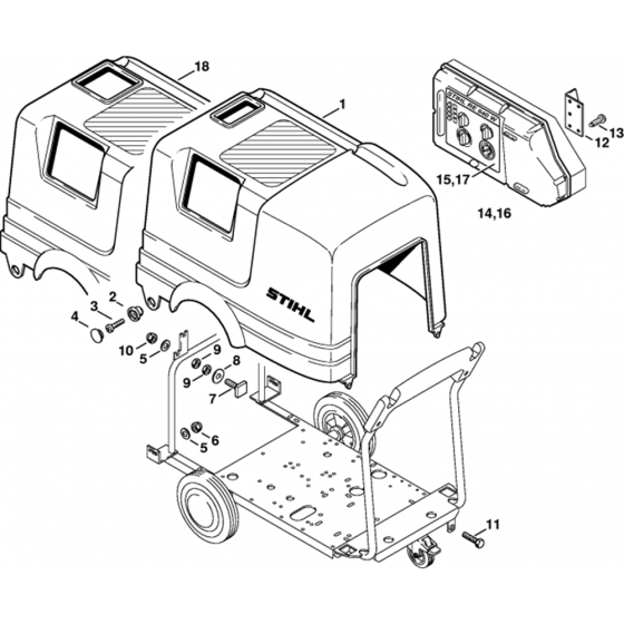 Machine Cover Assembly for Stihl RE640W Hot Pressure Washer