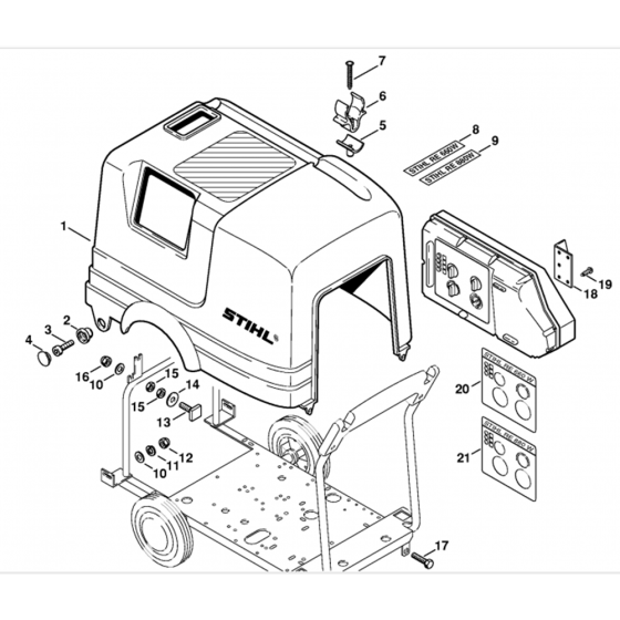 Machine Cover Assembly for Stihl RE660W, RE880W Hot Pressure Washers