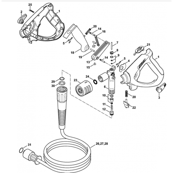 Spray Gun Assembly for Stihl RE661, RE961 Hot Pressure Washers