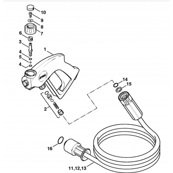 Spray Gun-1 Assembly for Stihl RE661, RE961 Hot Pressure Washers