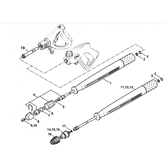 Spray Lance-1 Assembly for Stihl RE661, RE961 Hot Pressure Washers