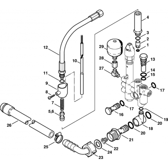 Regulation valve block, Safety Valve Assembly for Stihl RE661, RE961 Hot Pressure Washers