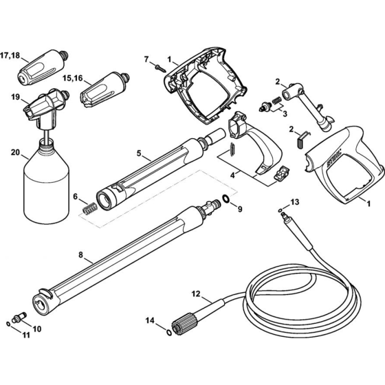 Spray Gun, Spray Lance/ Wand for Stihl RE 88 Cold Pressure Washers.