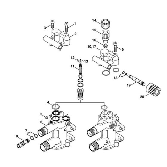 Regulation Valve Block Assembly -1 for Stihl RE 900 KM Pressure Washer