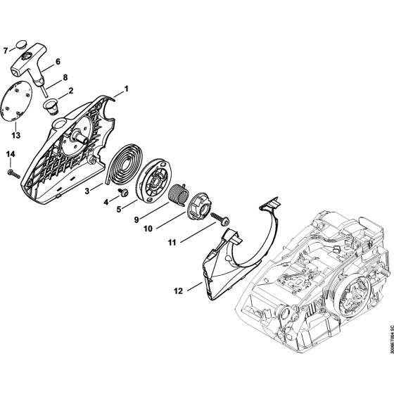 Rewind starter Assembly for Stihl MS150TC Chainsaws