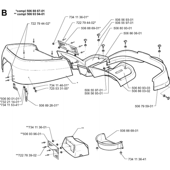 Hood Assembly for Husqvarna Rider 1030 Ride on Mowers