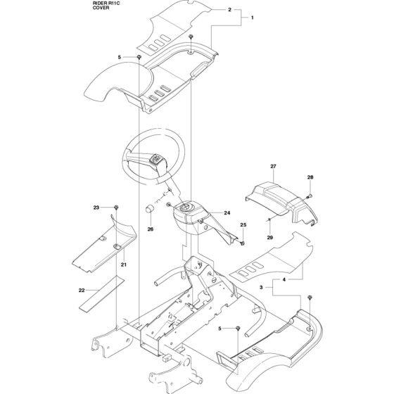 Cover-1 Assembly for Husqvarna Rider 11 C Ride on Mowers