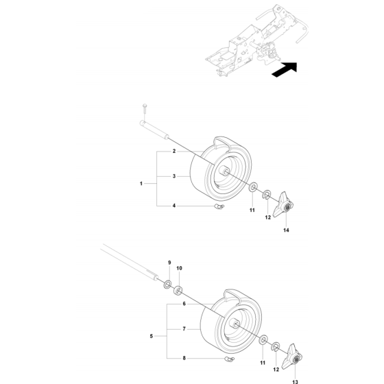 Wheels and Tires Assembly for Husqvarna Rider 11 R Ride on Mowers