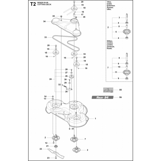 Cutting Deck 94cm-1 Assembly for Husqvarna Rider 11 R Ride on Mowers