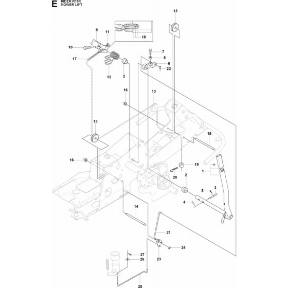 Mower Lift Assembly for Husqvarna Rider 11 R Ride on Mowers