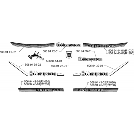 Decals Assembly for Husqvarna Rider 1200 Ride on Mowers