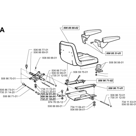 Seat Assembly for Husqvarna Rider 1200 Ride on Mowers