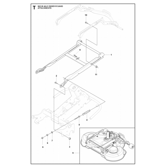 Attachments Assembly for Husqvarna Rider 13 AWD Ride on Mowers