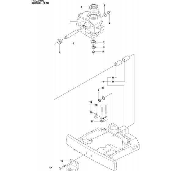 Chassis Rear Assembly for Husqvarna Rider 13 C Ride on Mowers