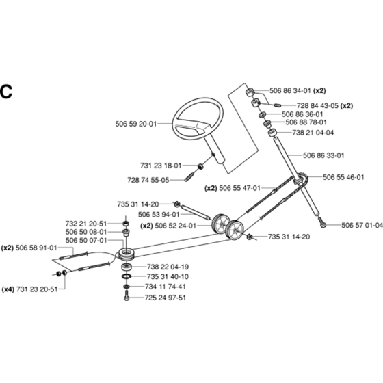 Steering Assembly for Husqvarna Rider 13 R Ride on Mowers