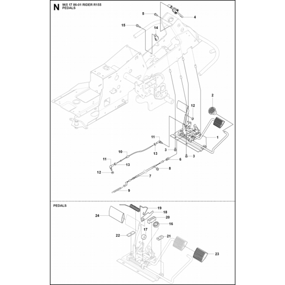 Pedals Assembly for Husqvarna Rider 155 Ride on Mowers