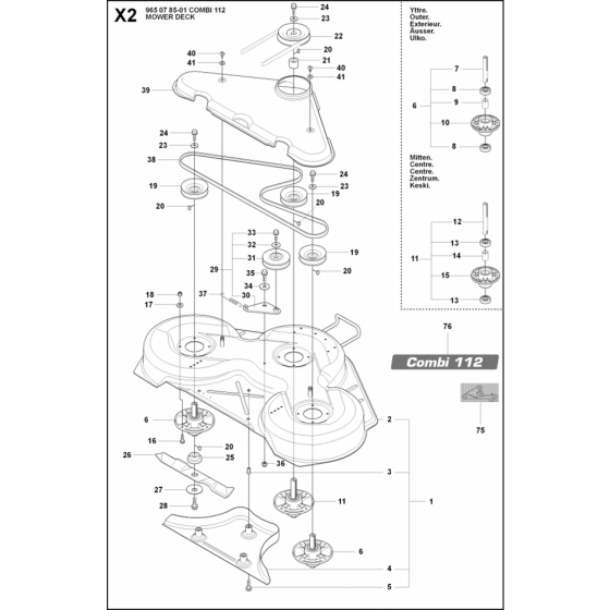 Cutting Deck 112cm-1 Assembly for Husqvarna Rider 155 Ride on Mowers