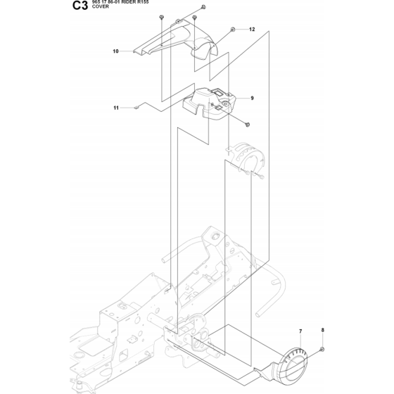Cover-1 Assembly for Husqvarna Rider 155 Ride on Mowers