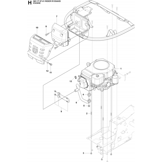 Engine Assembly for Husqvarna Rider 155 AWD Ride on Mowers