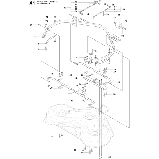 Protection Frame-1 Assembly for Husqvarna Rider 155 AWD Ride on Mowers