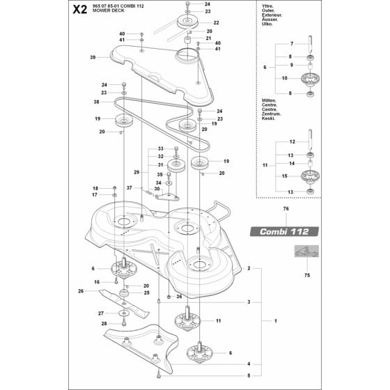 Cutting Deck 112cm-1 Assembly for Husqvarna Rider 155 AWD Ride on Mowers