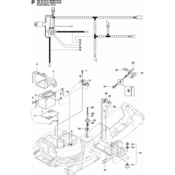 Electrical Assembly for Husqvarna Rider 15 C Ride on Mowers