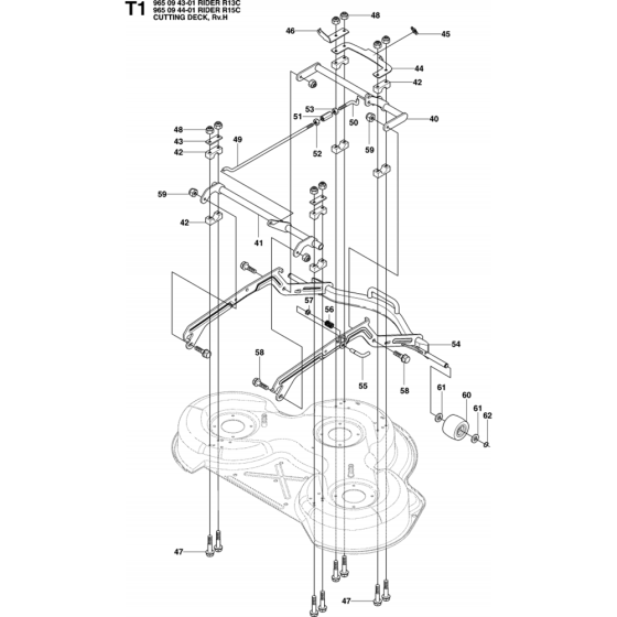 Cutting Deck-1 Assembly for Husqvarna Rider 15 C Ride on Mowers