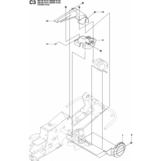 Cover-2 Assembly for Husqvarna Rider 15 C Ride on Mowers