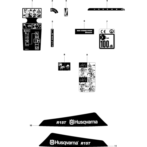 Decals Assembly for Husqvarna Rider 15 T Ride on Mowers