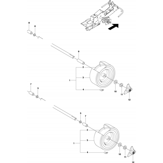 Wheels and Tires Assembly for Husqvarna Rider 15 T AWD Ride on Mowers