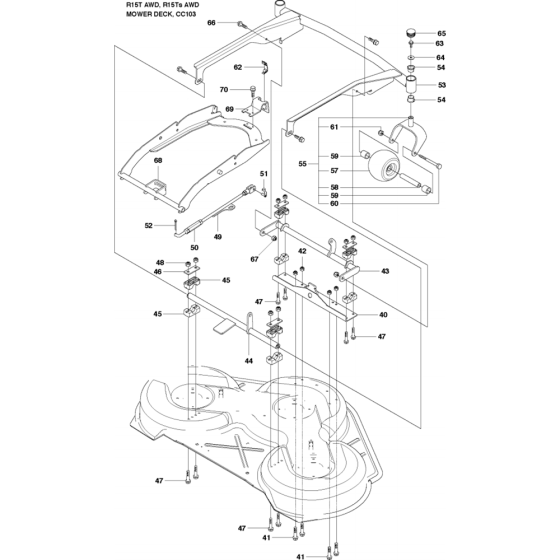 Cutting Deck-2 Assembly for Husqvarna Rider 15 T AWD Ride on Mowers