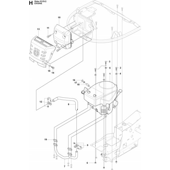 Engine Assembly for Husqvarna Rider 15V2 Ride on Mowers