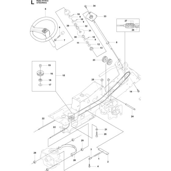 Steering Assembly for Husqvarna Rider 15V2 Ride on Mowers