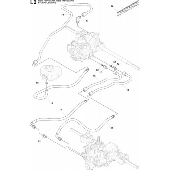 Hydraulic Pump - Motor-1 Assembly for Husqvarna Rider 15V2 AWD Ride on Mowers