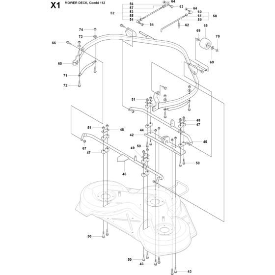 Cutting Deck 112cm-1 Assembly for Husqvarna Rider 15V2 AWD Ride on Mowers