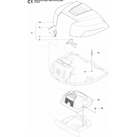 Hood Assembly for Husqvarna Rider 15V2 AWD Ride on Mowers