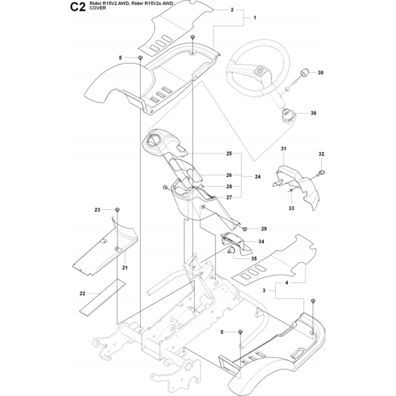 Cover Assembly for Husqvarna Rider 15V2 AWD Ride on Mowers