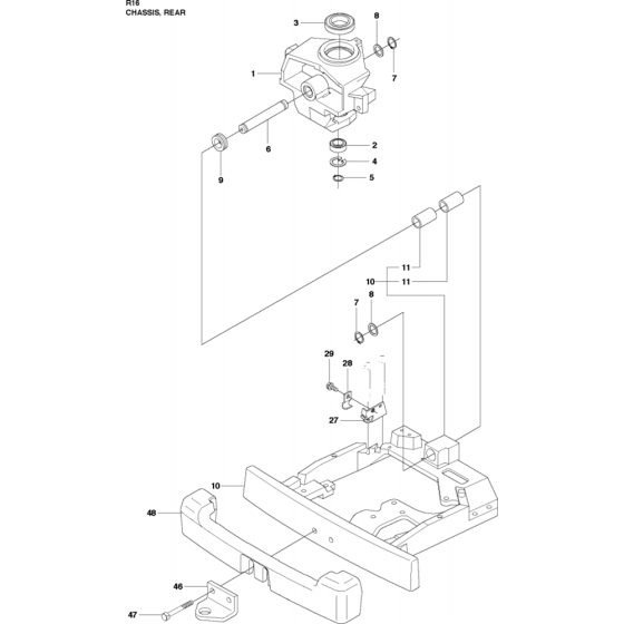 Chassis Rear Assembly for Husqvarna Rider 16 Ride on Mowers