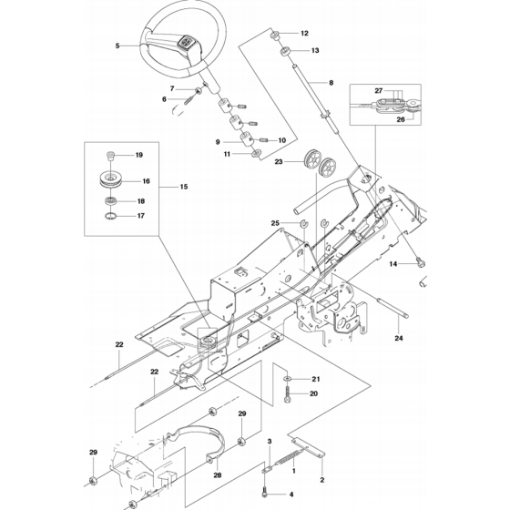 Steering Assembly for Husqvarna Rider 16 Ride on Mowers