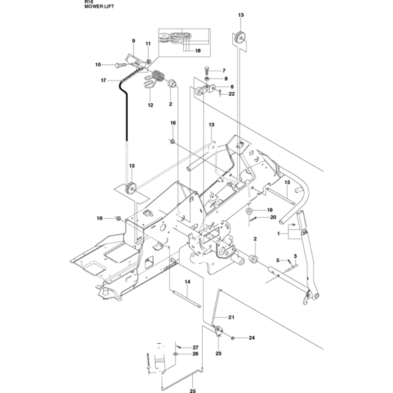 Deck Lift Assembly for Husqvarna Rider 16 Ride on Mowers