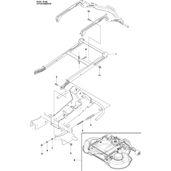 Attachments Assembly for Husqvarna Rider 16 C Ride on Mowers