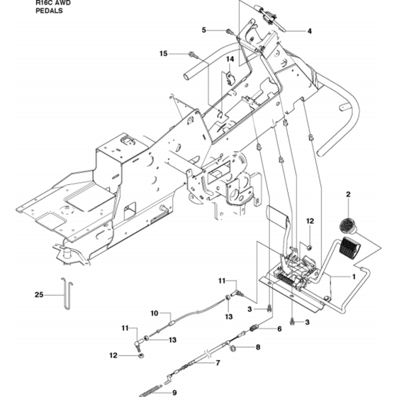 Pedals Assembly for Husqvarna Rider 16 C AWD Ride on Mowers