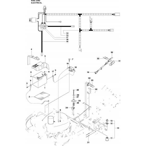 Electrical Assembly for Husqvarna Rider 16 C AWD Ride on Mowers