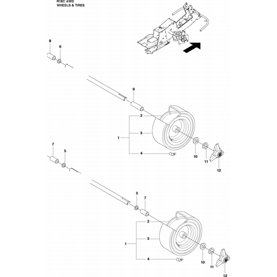 Wheels and Tires Assembly for Husqvarna Rider 16 C AWD Ride on Mowers