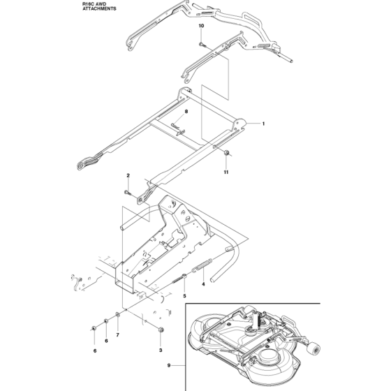 Attachements Assembly for Husqvarna Rider 16 C AWD Ride on Mowers