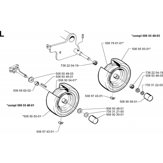 Wheels and Tires Assembly for Husqvarna Rider 16 H Ride on Mowers