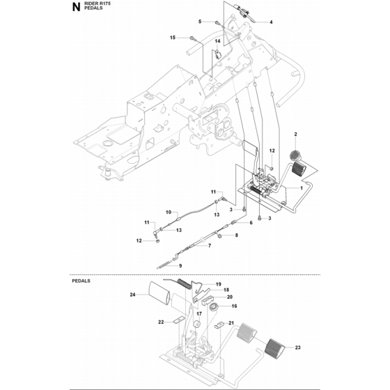 Pedals Assembly for Husqvarna Rider 175 Ride on Mowers