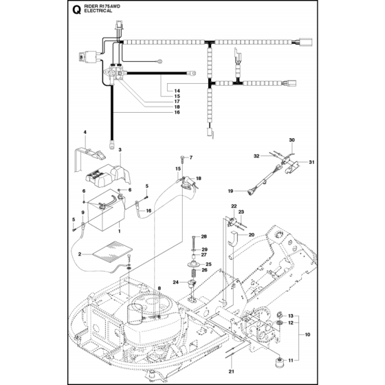 Electrical Assembly for Husqvarna Rider 175 AWD Ride on Mowers