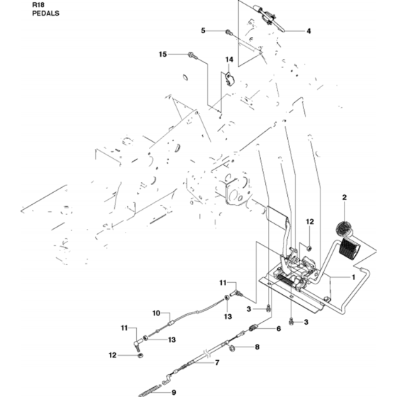 Pedals Assembly for Husqvarna Rider 18 Ride on Mowers